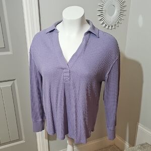torrid Lavender Waffle-Knit V-Neck Pullover